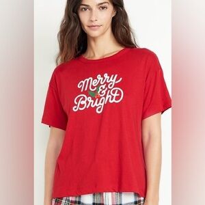 Old Navy “Merry & Bright" Christmas Holiday Pajama Top Size 3X